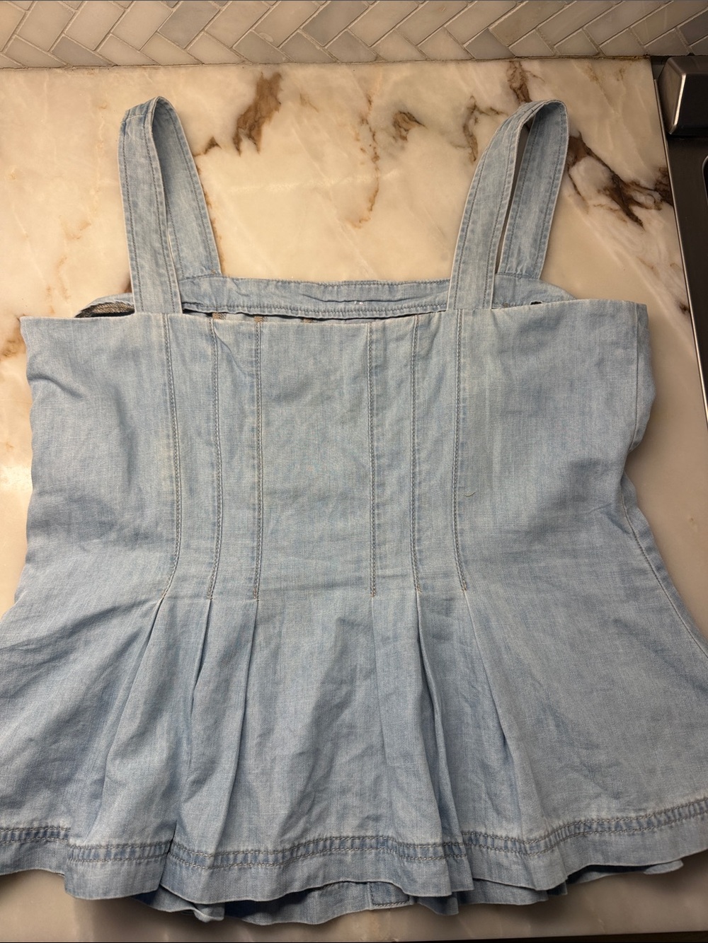 Veronica Beard Laura denim peplum tank - Picture 4 of 6